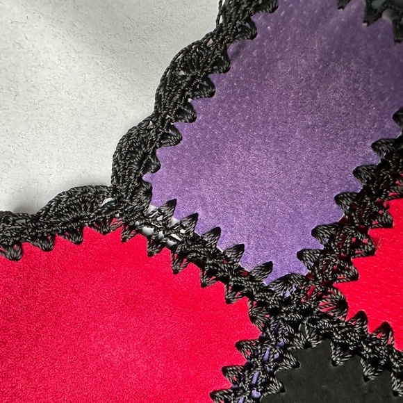 Vintage Suede Patchwork Jacket Size Medium Multicolor Boxy 70s Boho Artsy - Picture 4 of 13